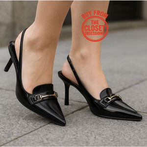 ZARA Black Embellished Slingback Shoes NWT | Blogger Favorite